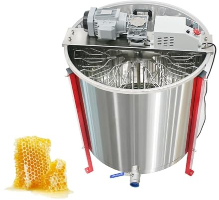 Estrattore di miele elettrico, estrattore a tamburo a 6 telaini, estrattore a tamburo a nido d'ape in acciaio inox, centrifuga per apicoltura, ideale per la raccolta