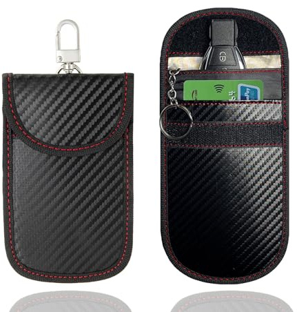luwiscook Faraday Pouch for Car Keys, 2 Pack 2 Layers Faraday Bag 5.71x3.74 in- Car Key Signal Blocking Bag RFID Blocker Pouch for Automobile Security, Anti-Theft Remote Entry Keyless Fobs Protection