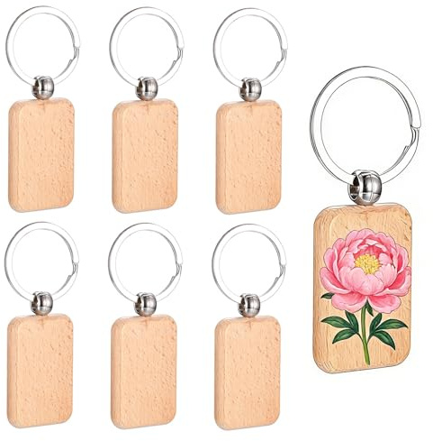 25 Pièces Porte-Clés en Bois Vierges, Porte Clés Bois Brut avec Anneaux, Porte-clés Ronds Naturel Personnalisé pour Bricolage Artisanat Gravure Pyrogravure