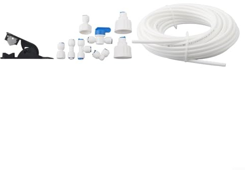 Tubo di alimentazione dell'acqua per frigorifero da 15 m, con kit di connettori per frigorifero, set di connettori per frigo, adattatore per linea dell'acqua ad osmosi inversa, tubo dell'acqua in