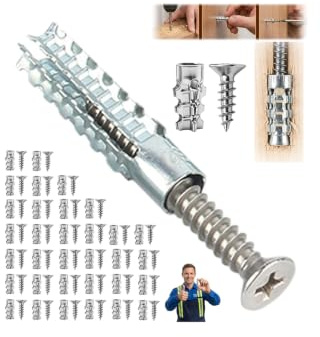 6×32mm Short Expansion Screw Set,Hinge Repair Screw & Expansion Anchor, for Cabinet Hinge Repair and Stripped Thread Restoration, Secure Cabinet Door Fastening, Suitable for Tile Stone Wood and More