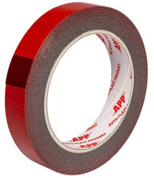 APP Acryl Tape Doppelseitiges Klebeband Extra Stark | Doppelseitiges Wasserdichtes Montageband | Rot | 5m Länge, 19mm Breite