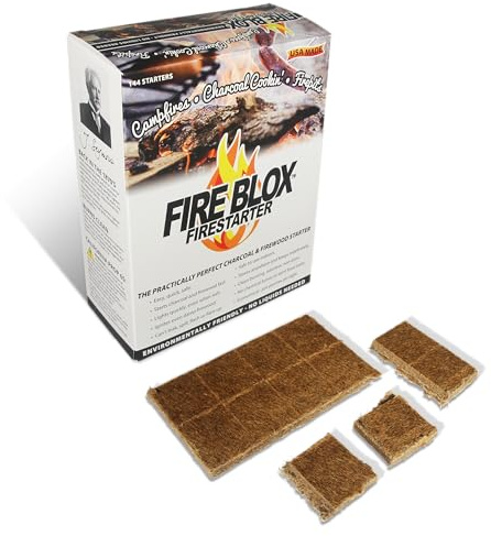 Seymour Fire Blox Firestarter - 144 Piece Natural & Odorless Fire Starter Squares for Campfires, Fireplace, Wood Stove, Chimney, BBQ & Grill - Waterproof, Easy to Ignite, Safe & Long-Burning