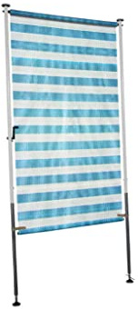 ANGERER Balkonsichtschutz Standard blau-weiß, 150 cm | Senkrechtmarkise für Sicht- & Sonnenschutz, Montage ohne Bohren, ideal für Mietwohnungen, Made in Germany, Bezug PE-Gewebe
