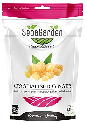 Seba Garden Crystallized Ginger 1 kg - Ziplock bag Healthy Snacks, Premium Quality