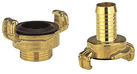 Gardena Messing-Schnellkupplungs-Gewindestück mit Außengewinde: Schlauchanschluss, 26.5 mm (G 3/4)-Gewinde & Messing-Schnellkupplungs-Schlauchstück: Schlauchadapter für 19 mm (3/4)-Schläuche