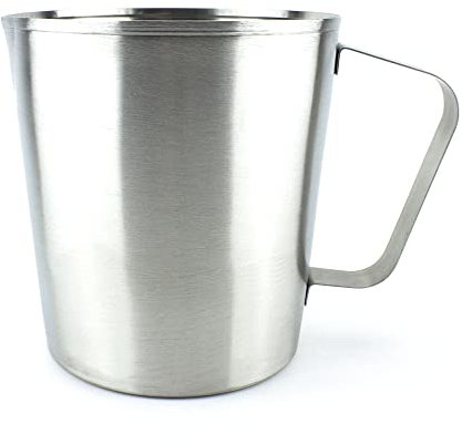 hibuy Edelstahl Messbecher - 1000 ml - 1 Liter - mit ml & OZ Skala und Griff