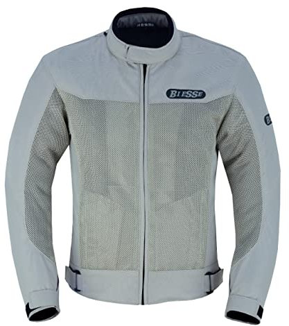 BI ESSE Veste de moto d'été perforée interne impermiable avec protections niveau A, gris, L