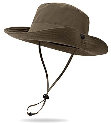 CLAPE Outdoor Boonie Hat Wasserdicht Buschhut Safari Hut Faltbar Fischerhut mit Kinnband UV Schutz Sommer Sonnenhut Wide Brim Bucket Hat