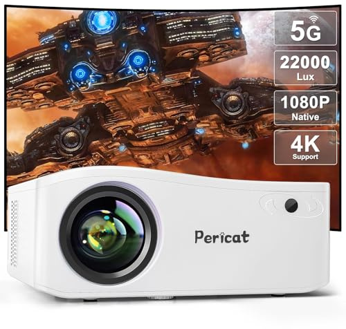 5G WiFi Bluetooth Projector, Native 1080P Outdoor Movie Projector with 200 Display, 380ANSI Home Theater Video Projector 4K Supported, LED Video Projector Compatible with TV Stick, Phone/PC