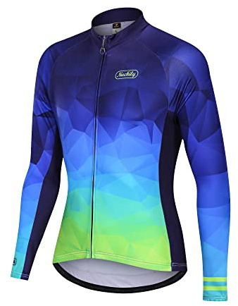 NUCKILY Herren Radsport Jacke Langarm Winter Thermo Fleece Fahrradbekleidung Langärmeliges Fahrradtrikot mit Thermofleecefutter mit 3 Taschen