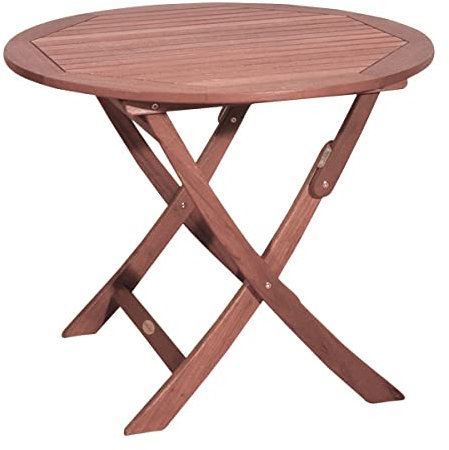 Spetebo Eucalipto Stockholm - Tavolo da giardino rotondo, 70 x 73 cm, pieghevole, in legno massiccio FSC oliato, tavolo da balcone, tavolo da bistrot