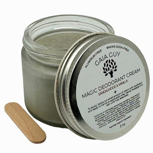 Gaia Guy's Lavender and Vanilla Cream Deodorant - Aluminum Free Natural Deodorant for Women and Men, 2 oz Glass Jar, Plastic-Free, Baking Soda Free, Formulated with Magnesium For Sensitive Skin