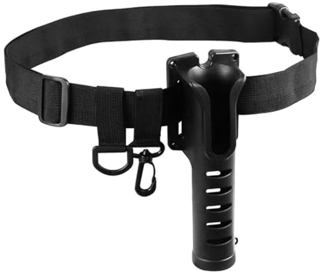 ZONADAH Fishing Rod Holder with Belt Adjustable Waist Fishing Rod Holder Fishing Rod Pole Inserter Gear Tackles Accessories Black Fish Rod Folding Stand