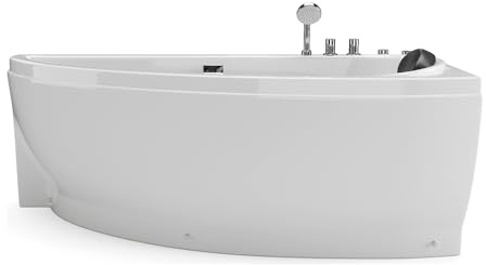 Vente-unique-Badewanne asymmetrisch - Weiß - 1 Person - 160 x 75 cm - Ecke rechts - TABANA
