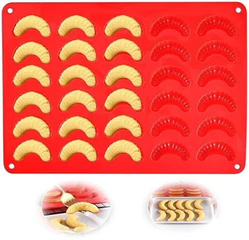 Angaekkot Vanilla Kipferl Baking Tray, Silicone Cake Mould, Chocolate Mould, Chocolate Mould, Temperature Resistant Vanilla Cipferl Mould, for Chocolate, Ice Crafts