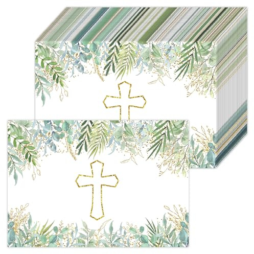 Paper Placemats Disposable 50 Pack Blessed Cross Placemats 16x 11 Inch Eucalyptus Summer Seasonal Paper Table Mats for Home Kitchen Dining Table Party Decoration(Cross)