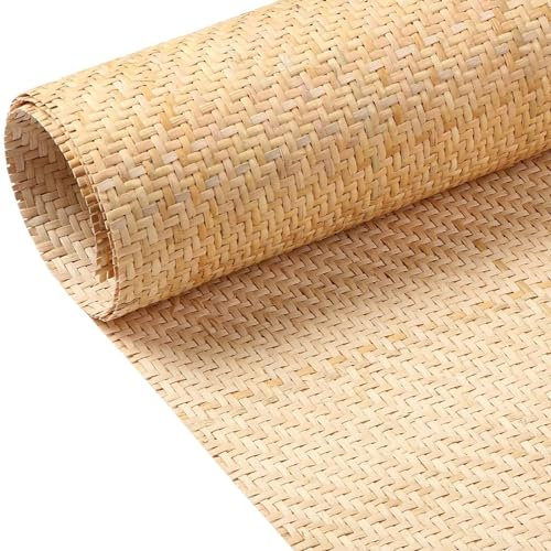 Ratan Rollo Rejilla Mimbre Hoja de Tela de Bastón Natural, Correas de Caña Rollo de Malla Pretejida de Caña, Material de Enlatado para Sillas, Cincha de Mimbre de Tejido para Proyectos de Confección (