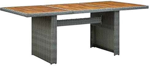 ULUYYUC Gartentisch Garten Bar Tisch Tisch Garten Terrasse EsstischGartentisch Hellgrau Poly Rattan und Akazie Massivholzgeeignet für Balkone, Terrassen und Laubengänge