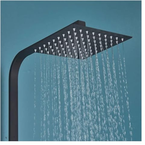 Generisch duschkopfSprinkler, Chrom poliertes Duschset, ABS-Duschkopf und Handbrause, schwarzer Wasserhahntyp, Duschsystem, Heiß-Kalt-Mischbatterie, Badarmatur (Farbe: Schwarz)