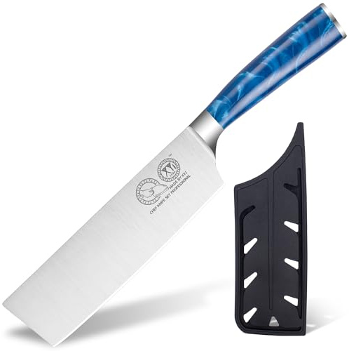 XYJ Authentic Since 1986, coltello da cucina, coltello nakiri giapponese in acciaio inossidabile da 7 pollici, coltello da chef professionale affilato come un rasoio, tagliacarne