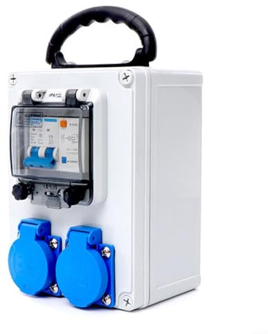 Construction Power Distributor, Wall Outdoor Waterproof Switch Socket Box Portable Small Electric Box Construction Site Industrial Distribution Box(A)