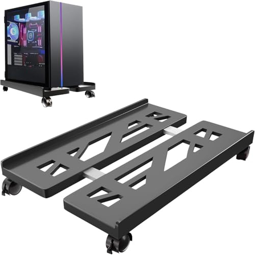 Mujiluxe Soporte de Ordenador con Cuatro Ruedas, Soporte Ajustable para PC con Ruedas giratorias y bloqueables para Oficina, Estudio, Dormitorio (Negro)