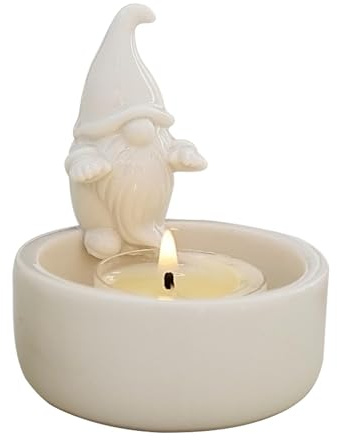 Wichtel Kerzenhalter, Wichtel Teelichthalter, Wichtel Wärmende Hände Kerzenständer AUD Keramik, Niedliche GNOME Candle Holder, Wichteldeko Wohnzimmer Schlafzimmer Deko Tischdeko 7,2 X 7,2 X 8,7 cm