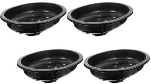 Yardwe Macetas Ovaladas Grandes para Bonsái de Plástico PP, Paquete de 4 Piezas, Diseño Minimalista, Optimización de Espacio, Ideales para Ambientación Interior del Hogar