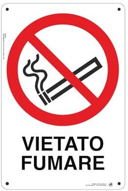Cartello Segnaletico Vietato fumare Alluminio Premium 20x30 cm – Made in Italy, Resistente Esterno, Stampa HD, Installazione Facile, Conforme Normative
