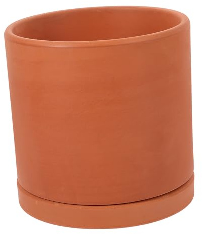 TOYANDONA Maceta de Barro Cilíndrica Naranja para Suculentas con Diseño Transpirable y Autorriego, Adecuado para Jardinería y Plantas de Exterior