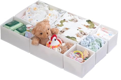 ORLISA Schubladen-Organizer, kompatibel mit Malm Kommode, faltbare Aufbewahrungsboxen für Kleidung, geeignet für Schrank und Wickeltisch, Weiß, 7 Stück