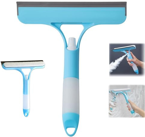 3 in 1 Window Cleaning Scraper, 2025 New Window Cleaner Tool, Window Squeegee with Spray for Windows, Mirror, Glass Door, Wall, Car Windshield, Bathroom, Kitchen, All-Purpose Window Cleaner Squeegee