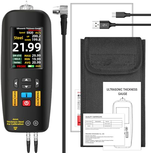 Spessimetro Ultrasonico Digitale T7, Display 2.8 HD e Sonda 5MHz - Misuratore di campo preciso per metalli e plastica, con torcia integrata e spessimetro vernice
