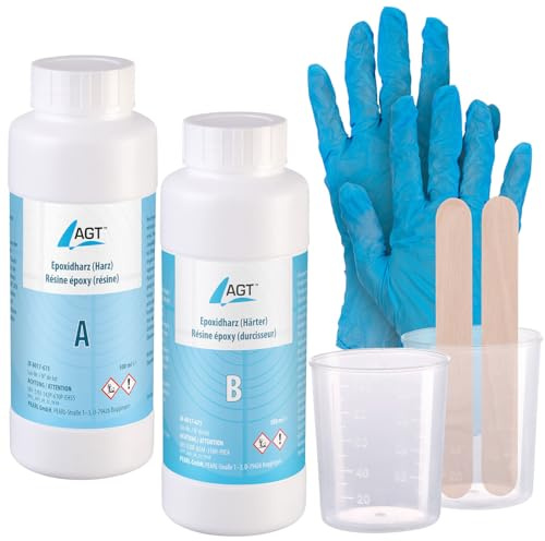 AGT resina: Resina epossidica, trasparente, 1000ml (colla epossidica, senza bolle, epossidico)