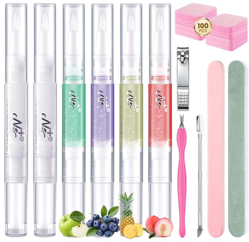 Yokilly Aceite Cuticulas Uñas Lapiz: 4 Piezas Aceite para Cuticulas y 2 Piezas Bolígrafo Ablandador Cutícula Uñas - Kit de Cuidado de Uñas Sabores Mixtos Reparador para Manicura Manos y Pies