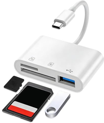 ONGNIUU Lector de Tarjetas 3en1 USB-C con 2 Ranuras y Puerto USB - Lector Tarjetas SD, Adaptador SD/MicroSD para iOS 15, MacBook, iPad, Android, PC - Soporta hasta 2TB, Plug & Play