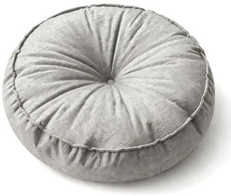 DASIAUTOEM Bodenkissen Schlicht,Sitzkissen Pouf, 10 cm hoch-rund 60cm Ø,wetterfest,wasserfes, Einfach und schmutzabweisend,für Zuhause -Outdoor Boden und Garten (Hellgrau)