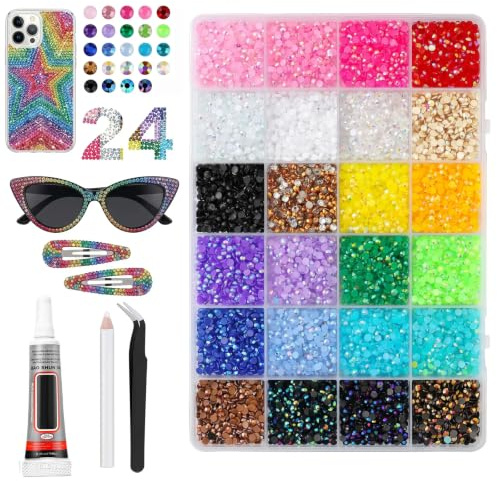 Strass per Unghie 24 Colori Brillantini Unghie Strass in Resina DIY Brillantini per Unghie per Abbigliamento, Scarpe, Tessuti, Nail Art