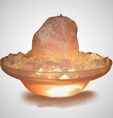 Zimmerbrunnen Leticia Rosenquarz mit Beleuchtung (Schalenfarbe: Rosa)