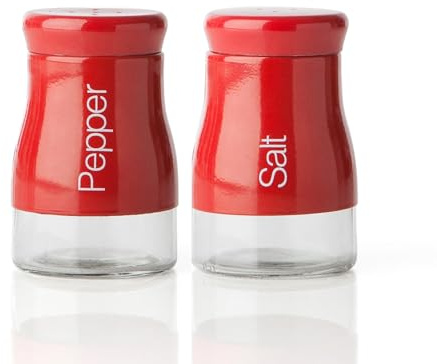 sabichi Salt and Pepper Set, Glass, Red