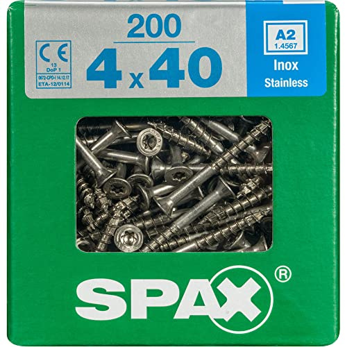 SPAX 4197000400406 Schraube, Edelstahl, Holz, Flachkopf, Torx, Edelstahl