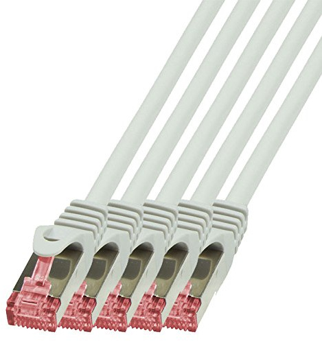 BIGtec Lan Kabel 5 Stück 15m Netzwerkkabel Ethernet Internet Patchkabel CAT.6 grau Gigabit SFTP doppelt geschirmt für Netzwerke Modem Router Switch 2 x RJ45 kompatibel zu CAT.5 CAT.6a CAT.7 Stecker