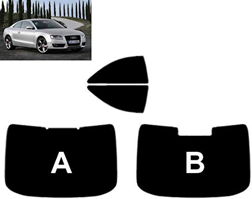 Passgenaue Tönungsfolie für-Audi A5 2-Türen Coupe 2007-2016 Heck/Seitenscheiben (20% Schwarz, B)