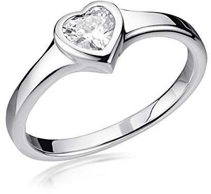 MATERIA by Matthias Wagner Herz Ring Silber 925 mit Zirkonia weiß für Damen und Mädchen