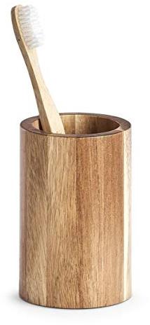 Zeller 18686 - Vaso para cepillos de Dientes (7,2 x 11 cm, Madera de Acacia)