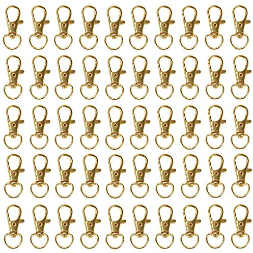 Belle Vous Karabinerhaken, drehbar, Metall, goldfarben, 50 Stück, 33 mm lang – Haken für Ringe, Verschlüsse, Kunsthandwerk, Schmuck, Ketten und Schlüsselanhänger