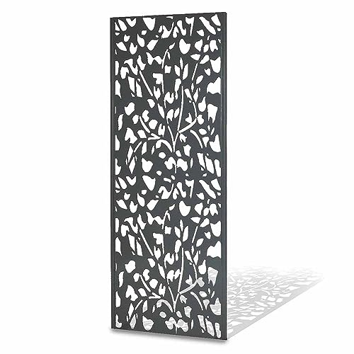 TERRE JARDIN - Panel Decorativo Exterior, 160 x 60 cm, de Metal - Celosía Decorativa Jardín, Terraza, Balcón, Motivo Vegetal, Floral - Panel Opaco, Separador de Ambientes, Ideal Plantas Trepadoras