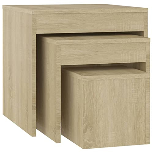 vidaXL Satztische 3-TLG. Couchtisch Beistelltisch Wohnzimmertisch Kaffeetisch Sofatisch Teetisch Tisch Wohnzimmer Nachttisch Sonoma-Eiche Holzwerkstoff