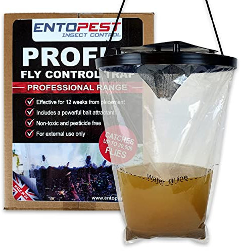 Entopest ProFly Hanging Fly Killer Bag - Professional Quality High Strength Trap Catches 20,000 Flies - Non-Toxic Control Gardens, Farms & Paddocks